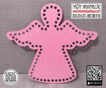 Pembe Melek 15x15 cm Tabanlık / Penye Ribbon İp Pembe Sepet Tabanı